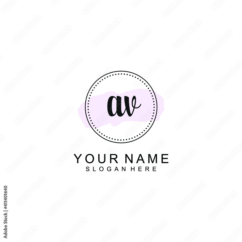 AV Initial handwriting logo template vector