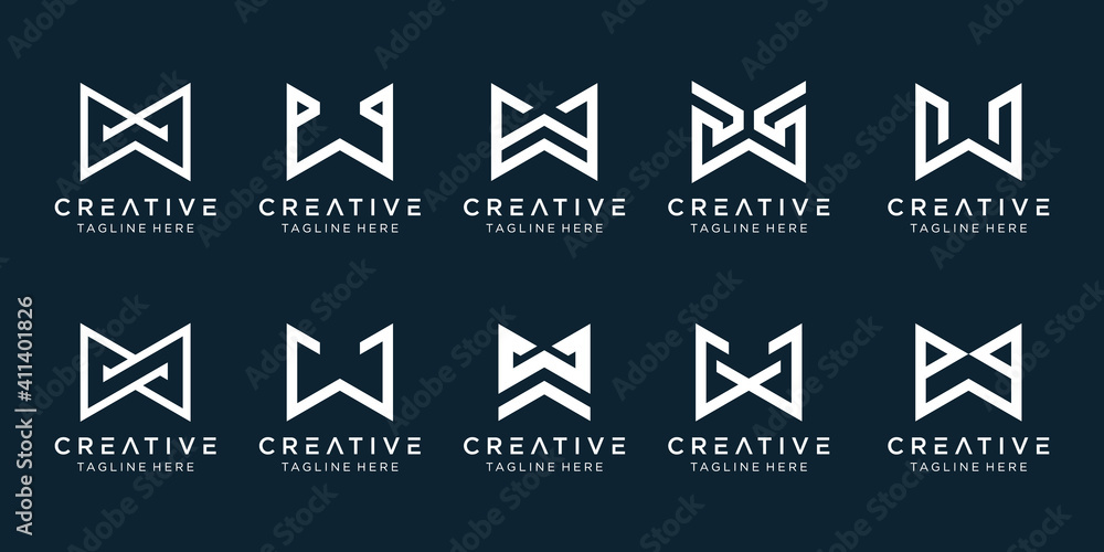 Collection monogram initials W logo template. icons for business of fashion, sport, technology, simple. Collection monogram initials W logo template. icons for business of fashion, sport, technology, simple.