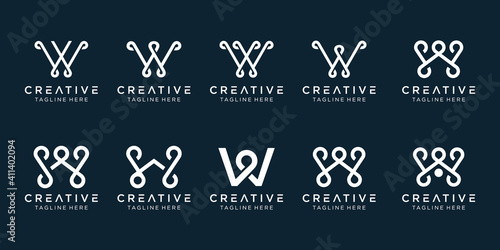 Inspirational monogram initials W logo template. icons for business of fashion, sport, technology, simple.