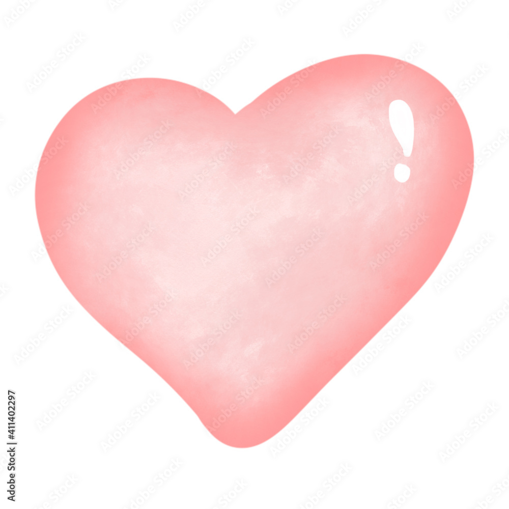 Pink soft heart watercolor illustration