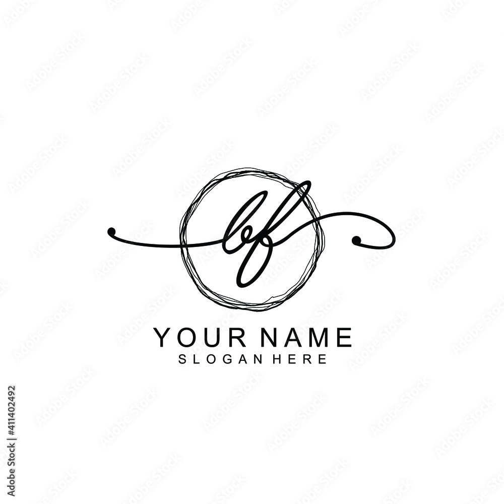 BF Initial handwriting logo template vector BF Initial handwriting logo template vector