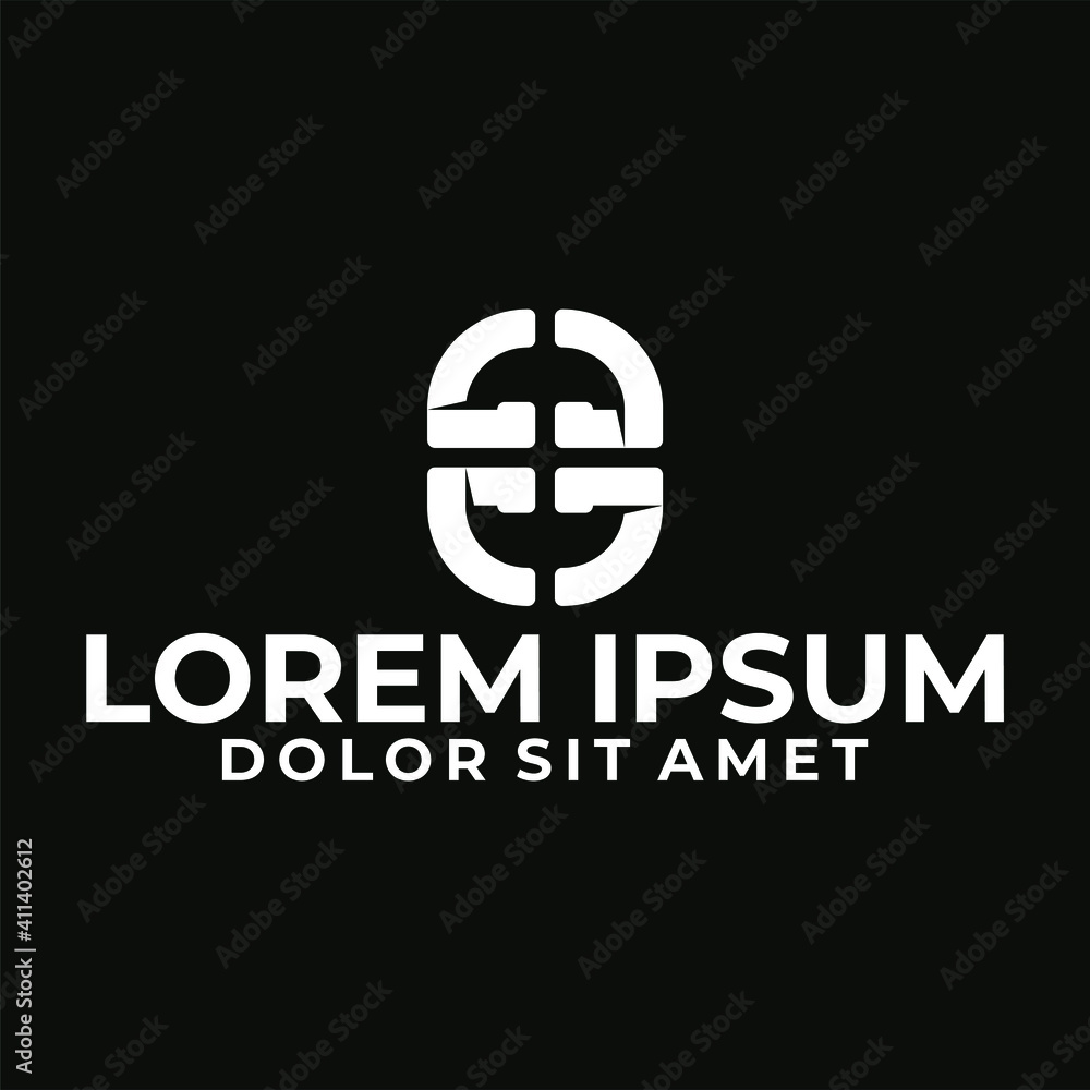 Obraz premium Initial letter C J logo template with modern geometric simple cuts line art illustration in flat design monogram symbol