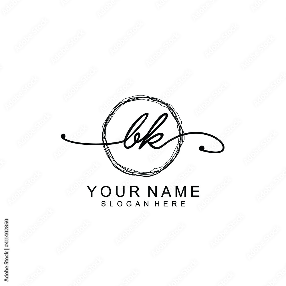 BK Initial handwriting logo template vector BK Initial handwriting logo template vector