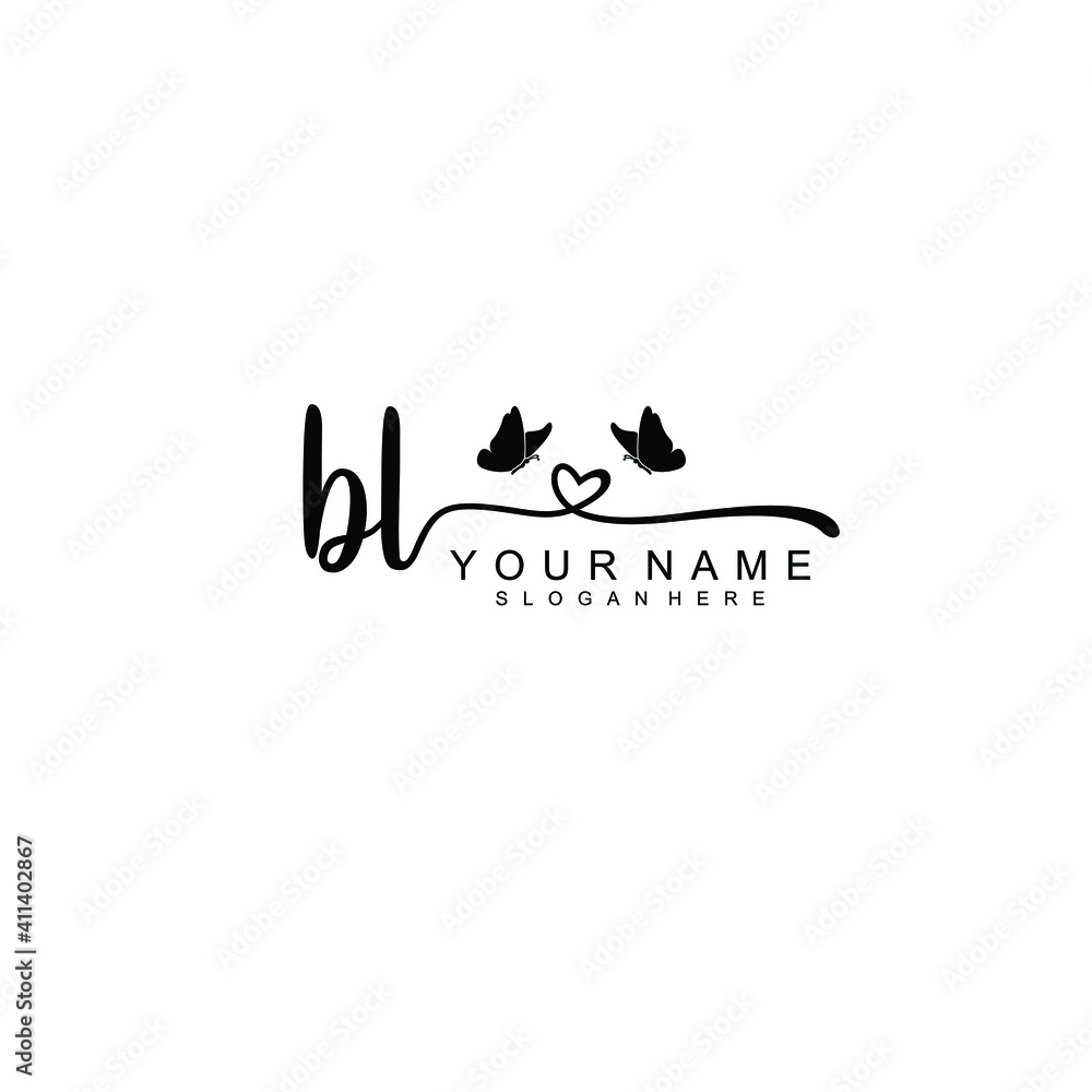 BL Initial handwriting logo template vector BL Initial handwriting logo template vector