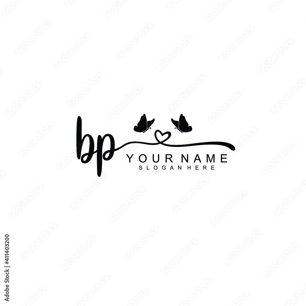 BP Initial handwriting logo template vector