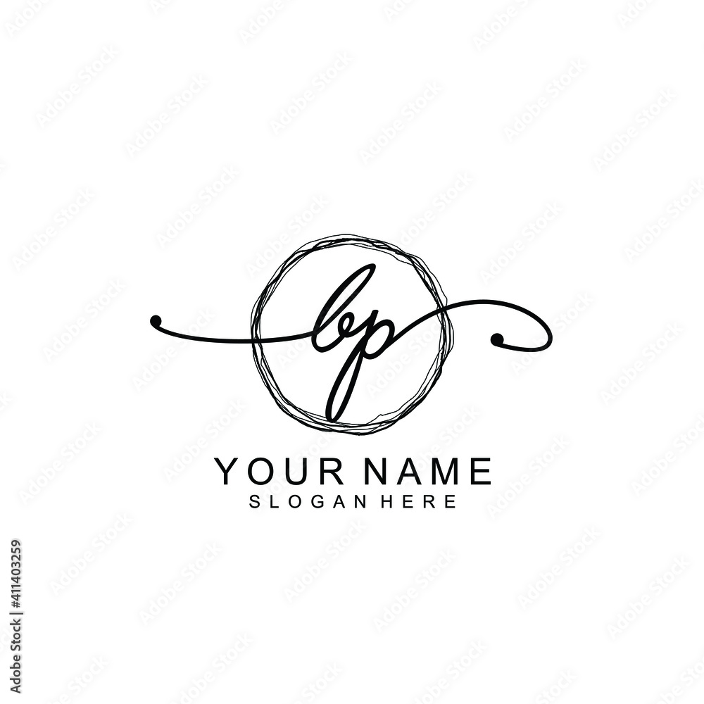 BP Initial handwriting logo template vector BP Initial handwriting logo template vector