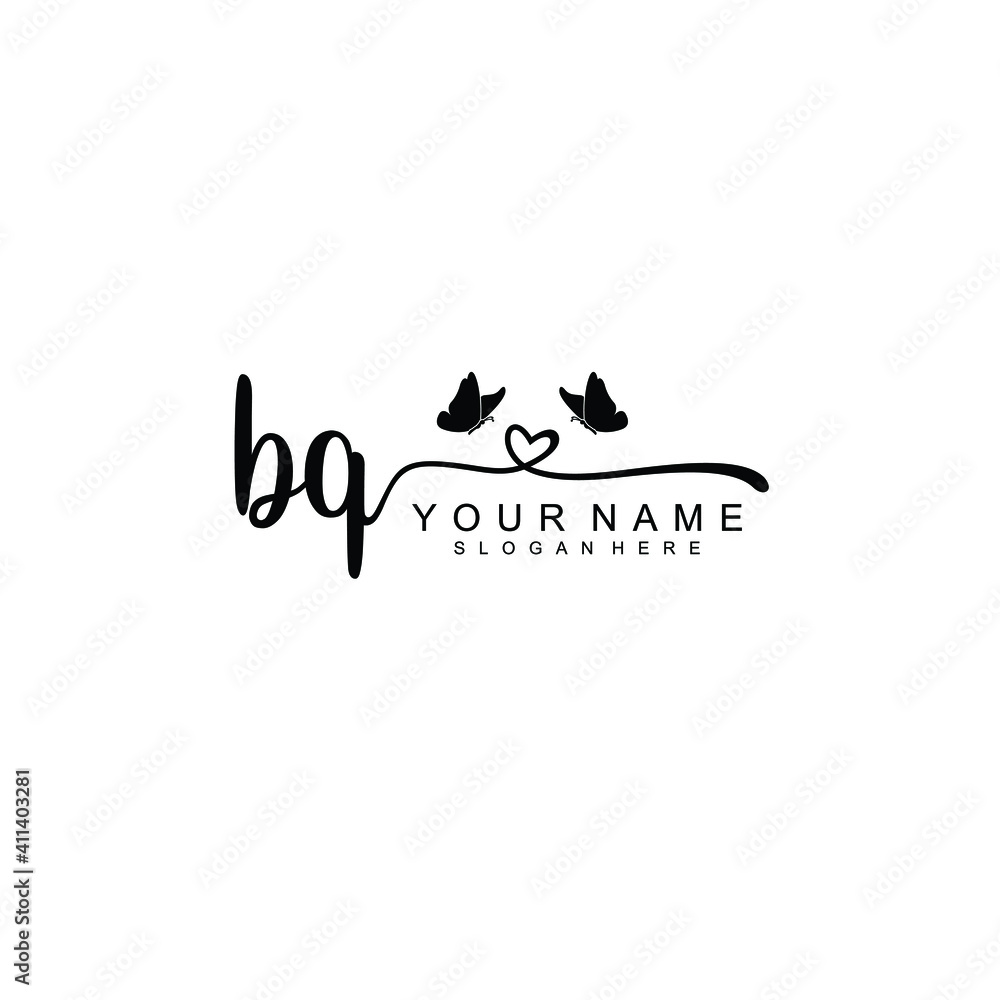 BQ Initial handwriting logo template vector BQ Initial handwriting logo template vector