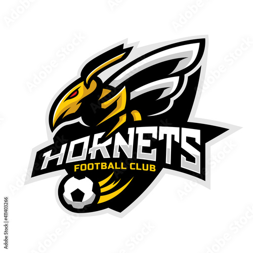 Hornets mascot for a football team logo. school, college or league. Vector illustration.