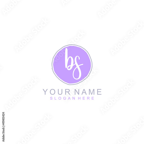 BS Initial handwriting logo template vector