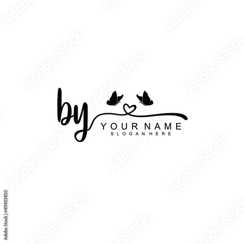 BY Initial handwriting logo template vector