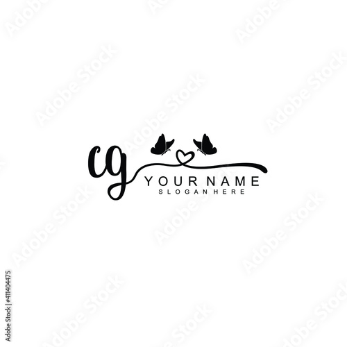 CG Initial handwriting logo template vector