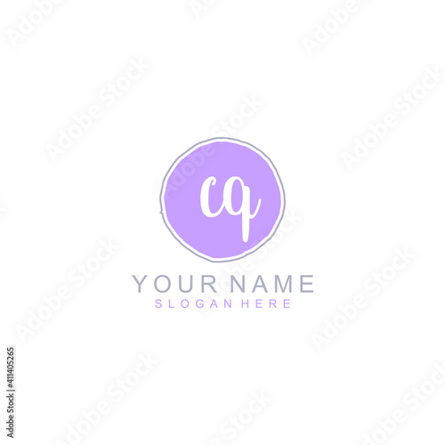 CQ Initial handwriting logo template vector