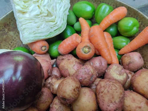 fresh fruits and vegetables.Healthy food clean eating. Food concept. Top view