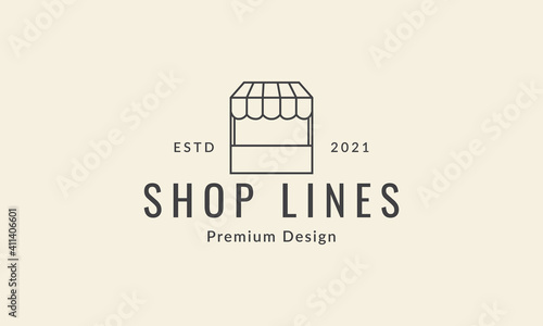 simple shape lines of shop store logo vector icon symbol design graphic illustration