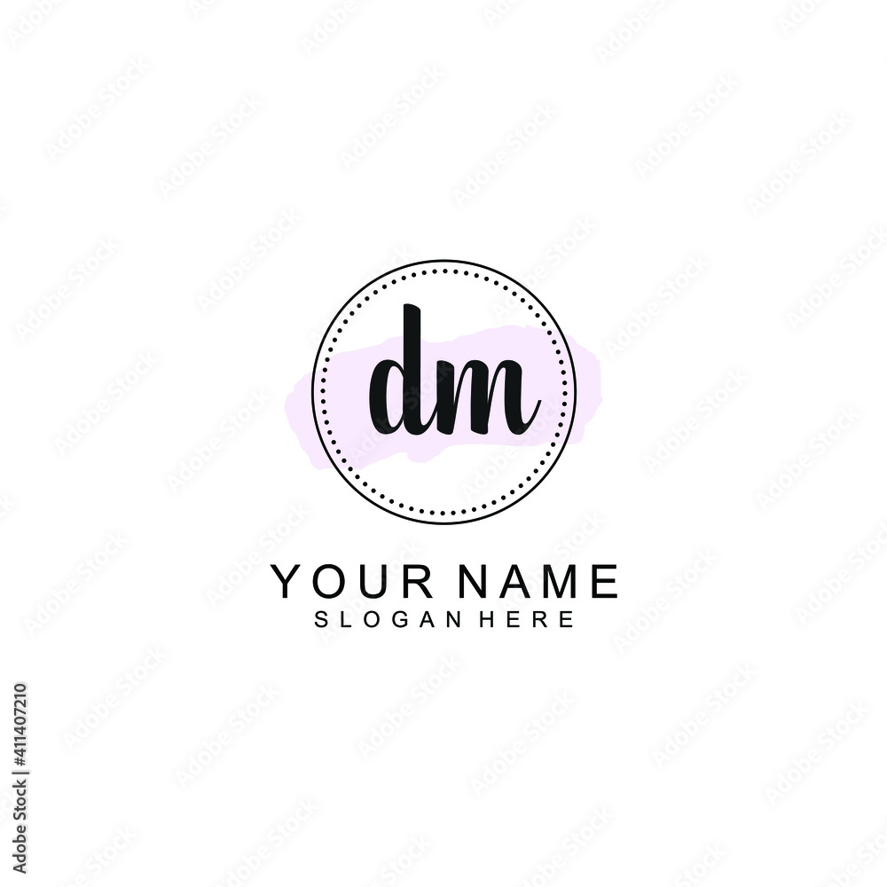 DM Initial handwriting logo template vector