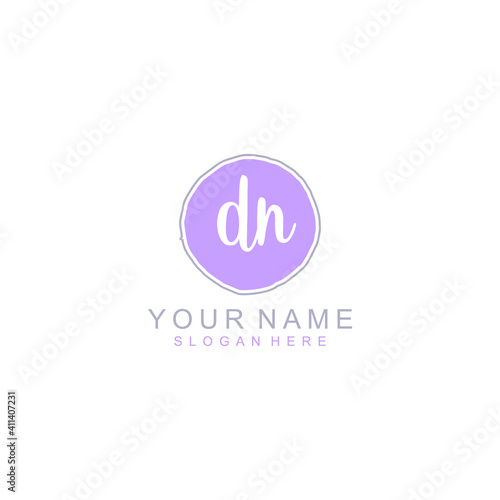 DN Initial handwriting logo template vector