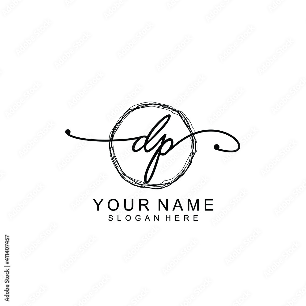 DP Initial handwriting logo template vector
