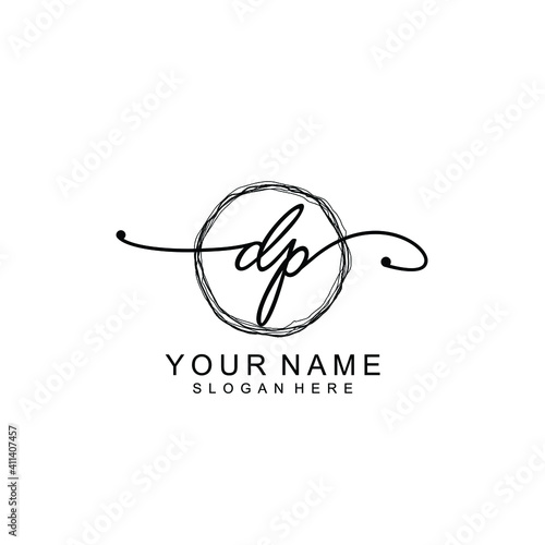 DP Initial handwriting logo template vector
