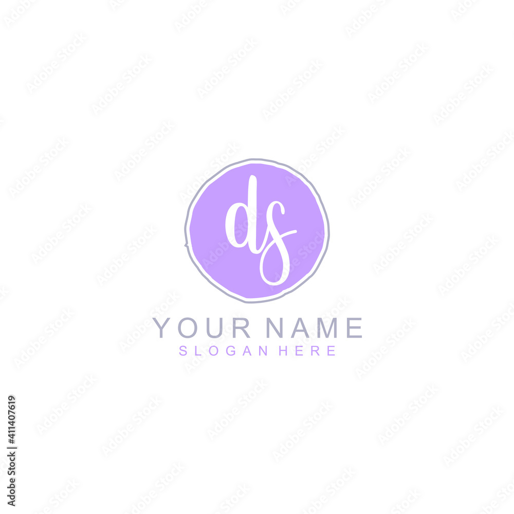 DS Initial handwriting logo template vector DS Initial handwriting logo template vector