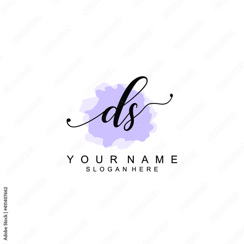 DS Initial handwriting logo template vector DS Initial handwriting logo template vector