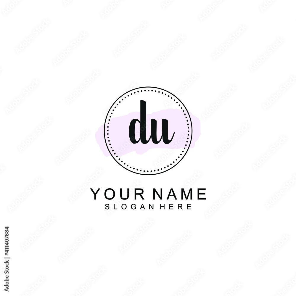 DU Initial handwriting logo template vector