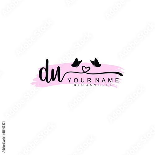 DU Initial handwriting logo template vector