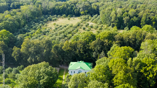 Yasnaya Polyana, Russia. Lev Nikolaevich Tolstoy was born and lived most of his life in Yasnaya Polyana, Aerial View photo