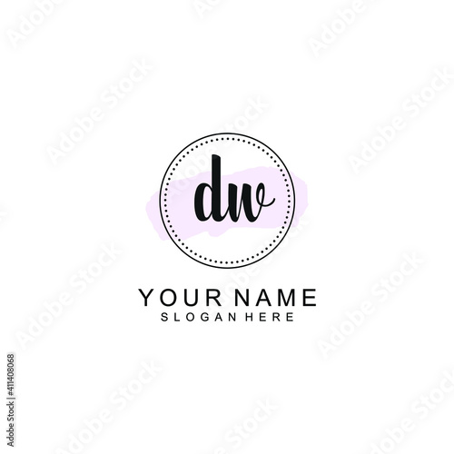 DW Initial handwriting logo template vector