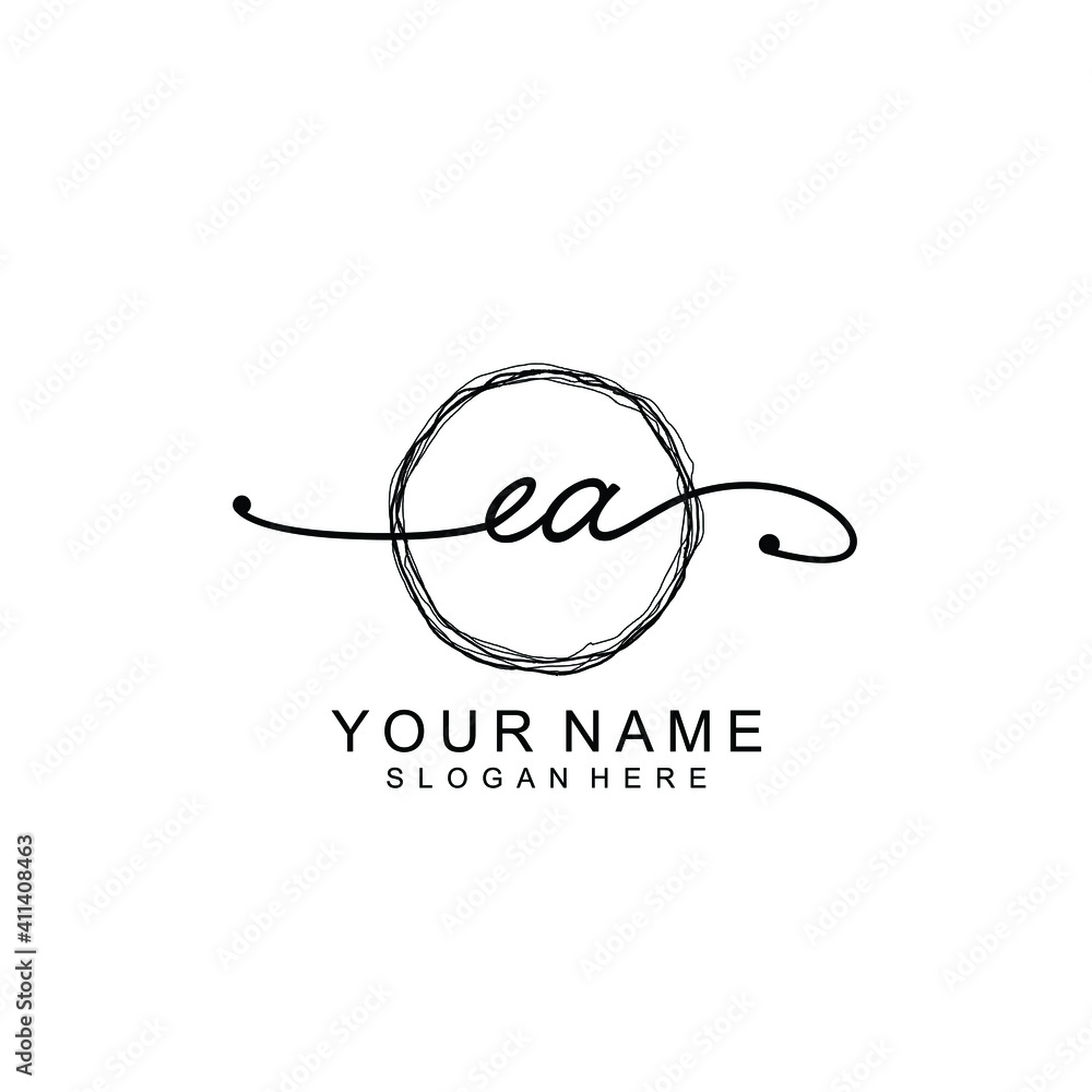 EA Initial handwriting logo template vector EA Initial handwriting logo template vector