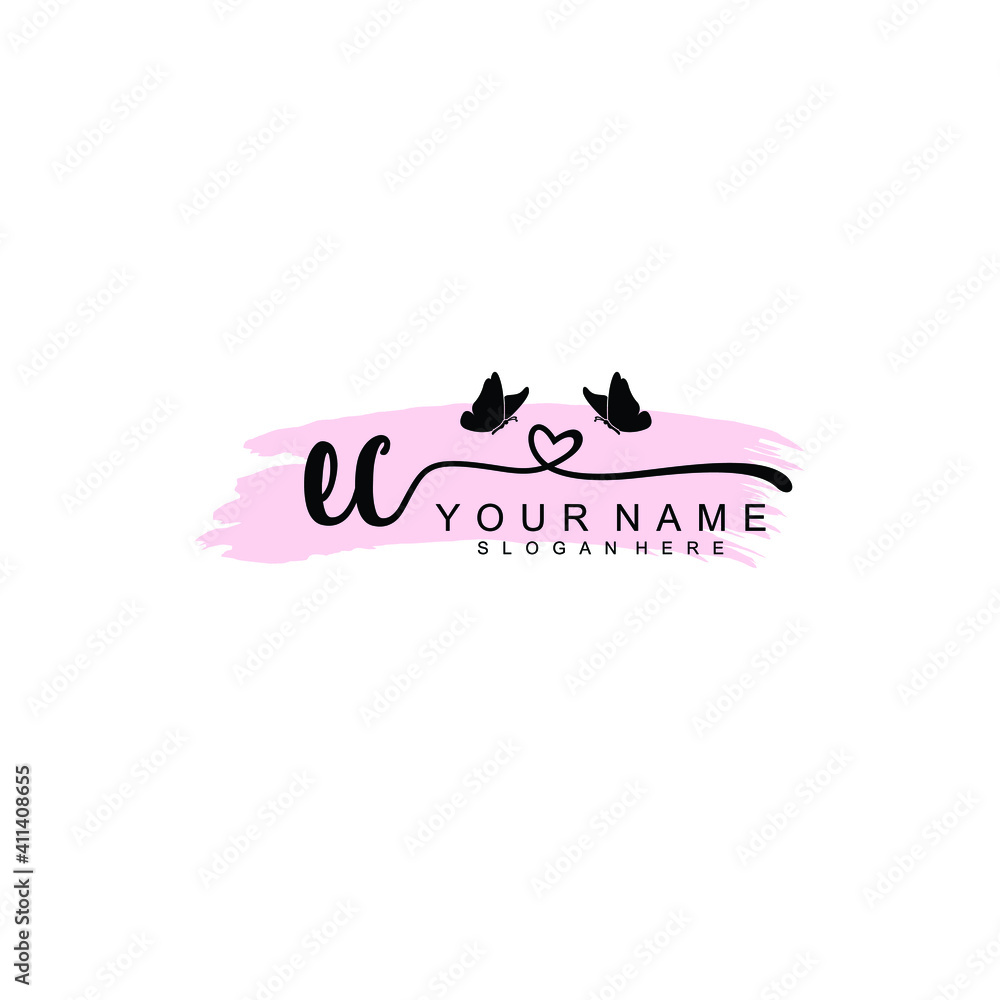 EC Initial handwriting logo template vector EC Initial handwriting logo template vector