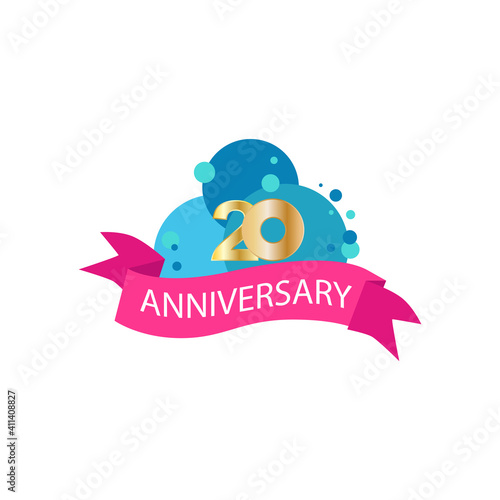 20 years anniversary celebration vector template design illustration