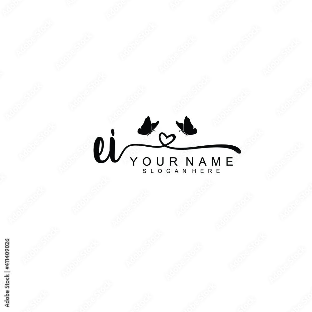 EI Initial handwriting logo template vector EI Initial handwriting logo template vector