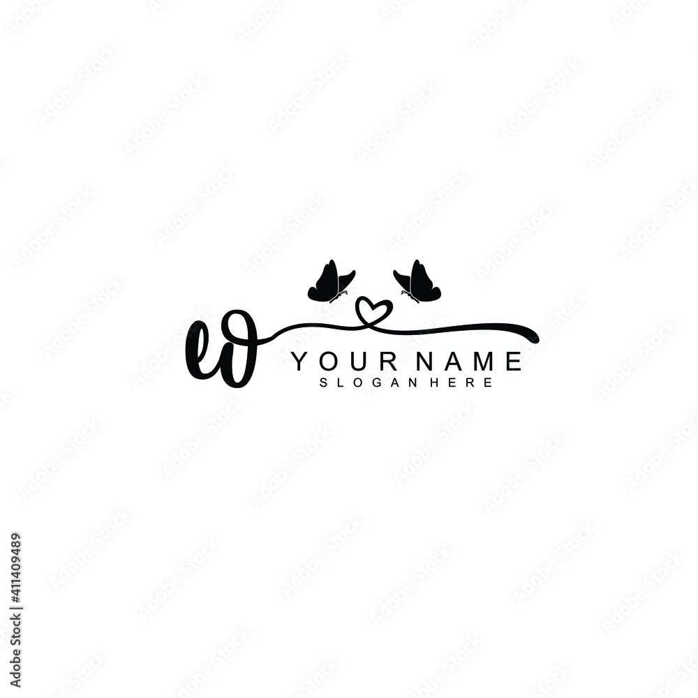 EO Initial handwriting logo template vector EO Initial handwriting logo template vector