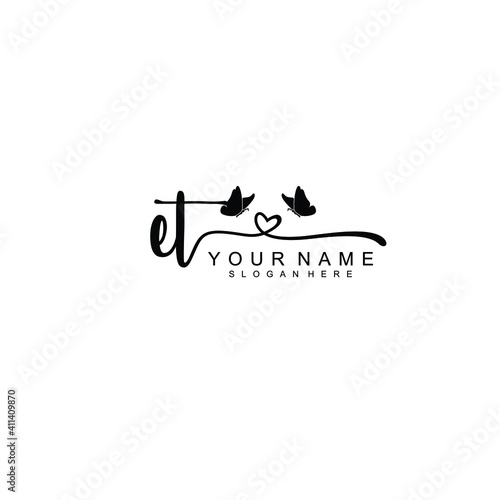 ET Initial handwriting logo template vector