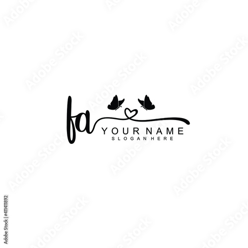 FA Initial handwriting logo template vector