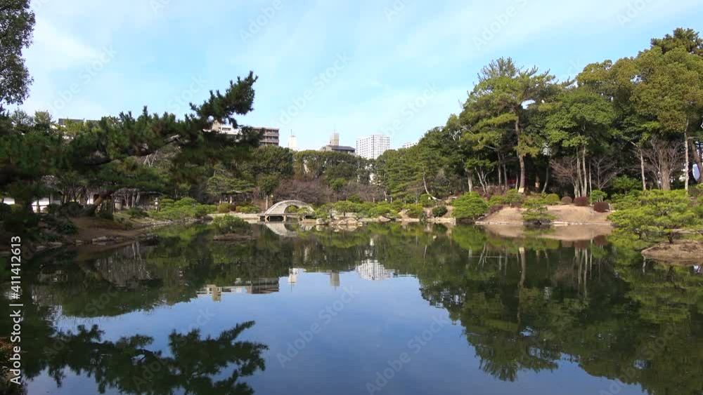 日本庭園 広島市内の縮景園の風景 4K 日本庭園 広島市内の縮景園の風景 4K