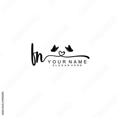 FN Initial handwriting logo template vector
