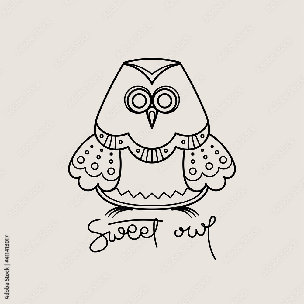 Fototapeta premium Sweet outline logo. Doodel isolated emblem design. Kids education symbol