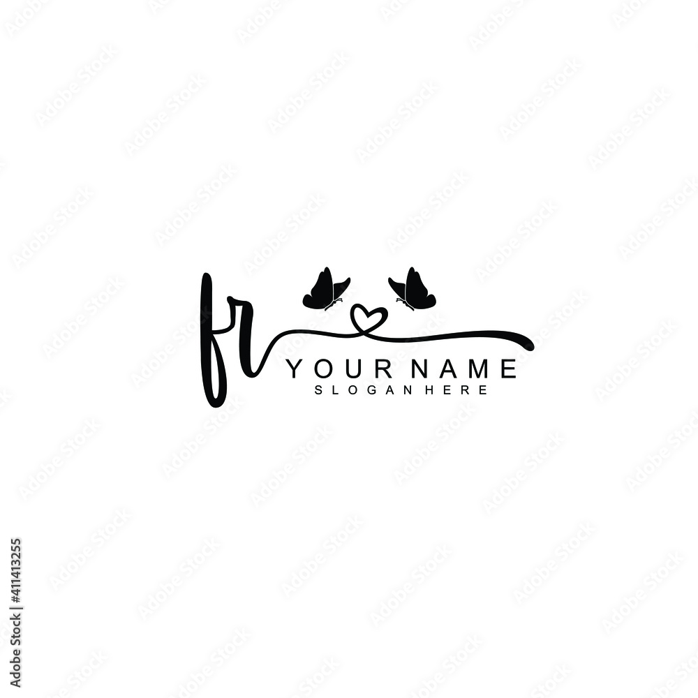 FR Initial handwriting logo template vector FR Initial handwriting logo template vector