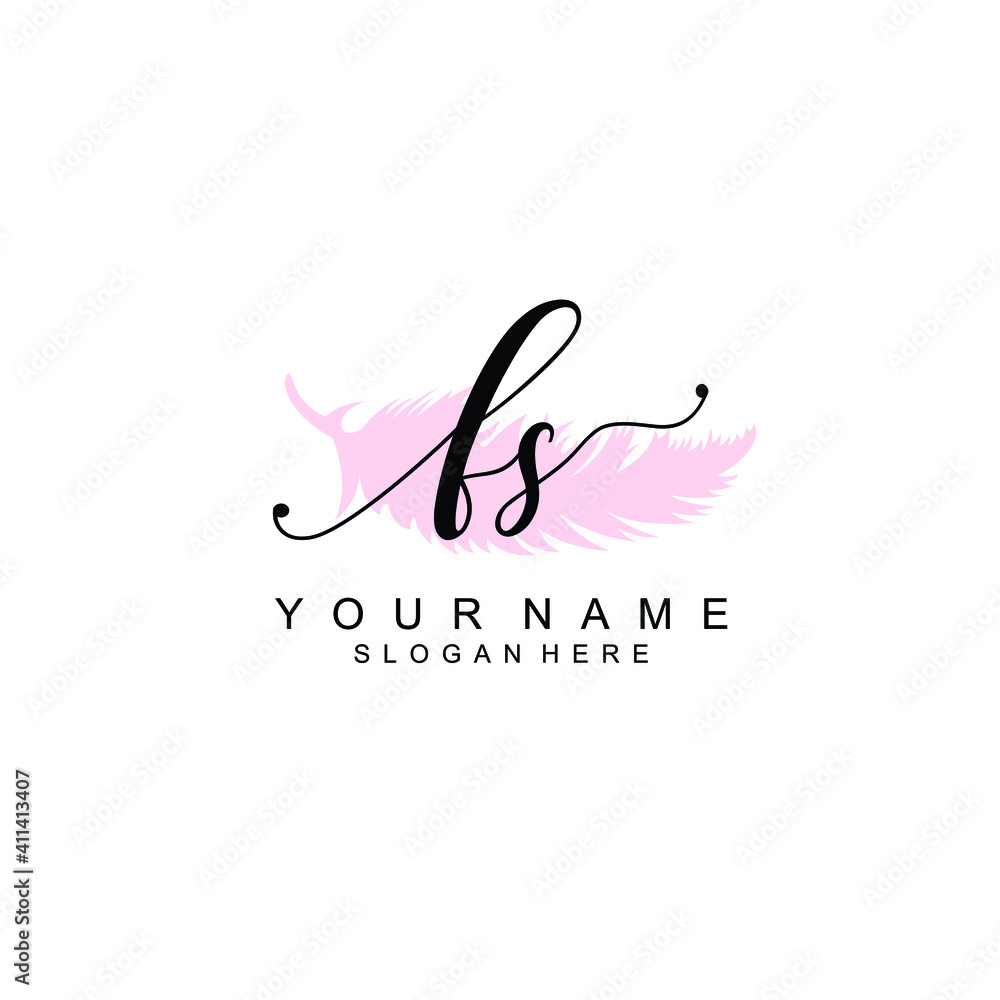 FS Initial handwriting logo template vector