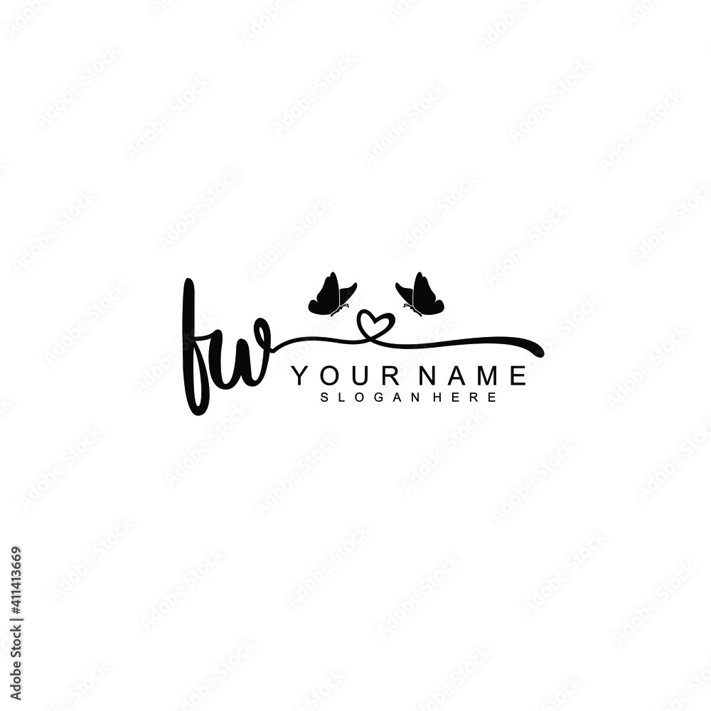 FW Initial handwriting logo template vector FW Initial handwriting logo template vector