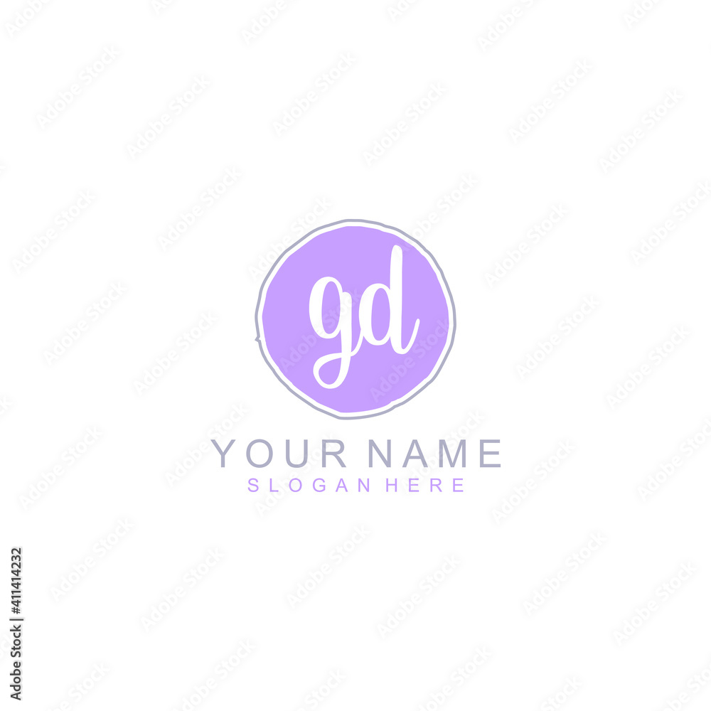 GD Initial handwriting logo template vector
