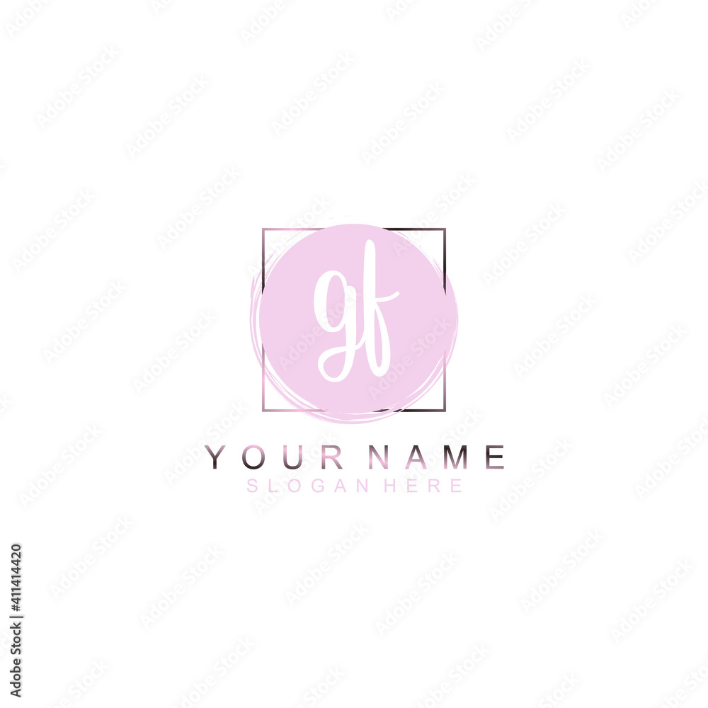 GF Initial handwriting logo template vector