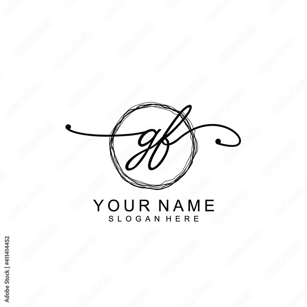 GF Initial handwriting logo template vector GF Initial handwriting logo template vector
