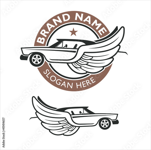 logo template for auto classic, classic cars restoration or other.