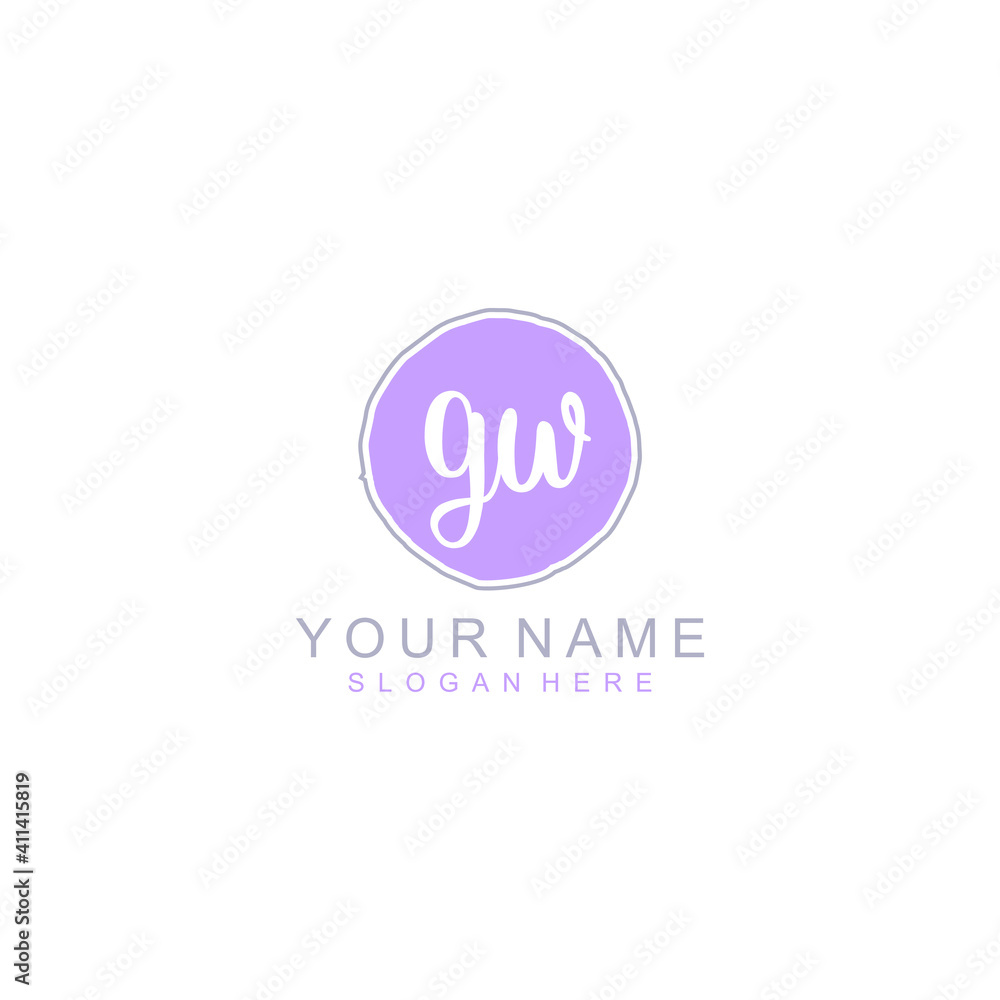 GW Initial handwriting logo template vector GW Initial handwriting logo template vector