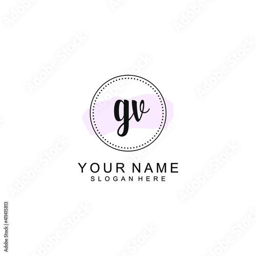 GV Initial handwriting logo template vector