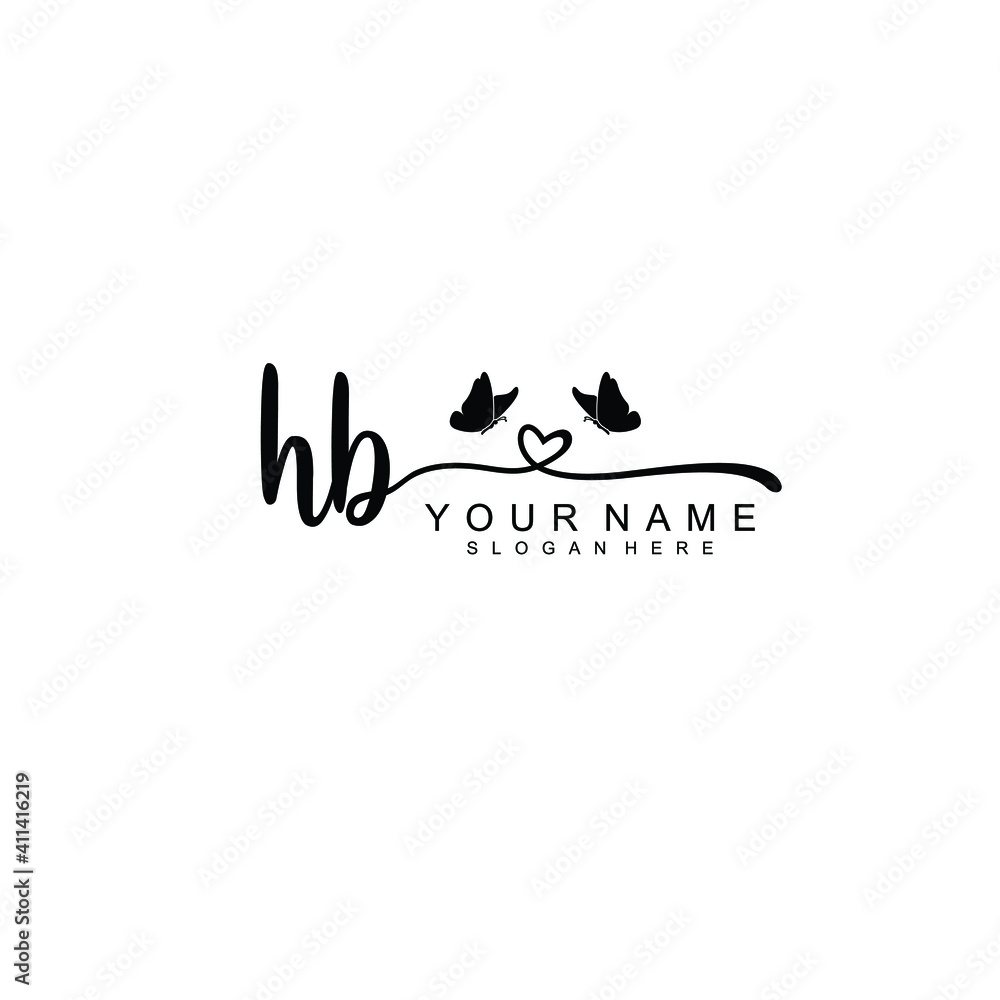 HB Initial handwriting logo template vector HB Initial handwriting logo template vector