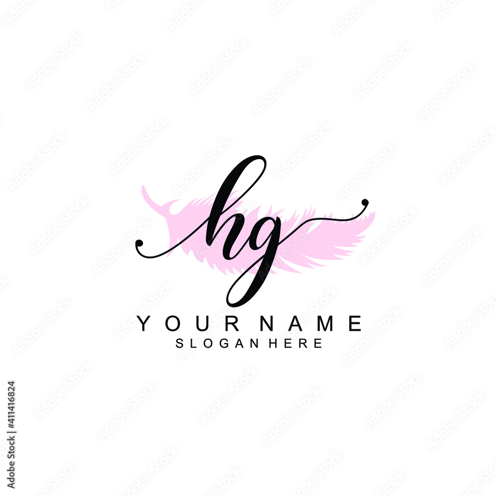 HG Initial handwriting logo template vector HG Initial handwriting logo template vector