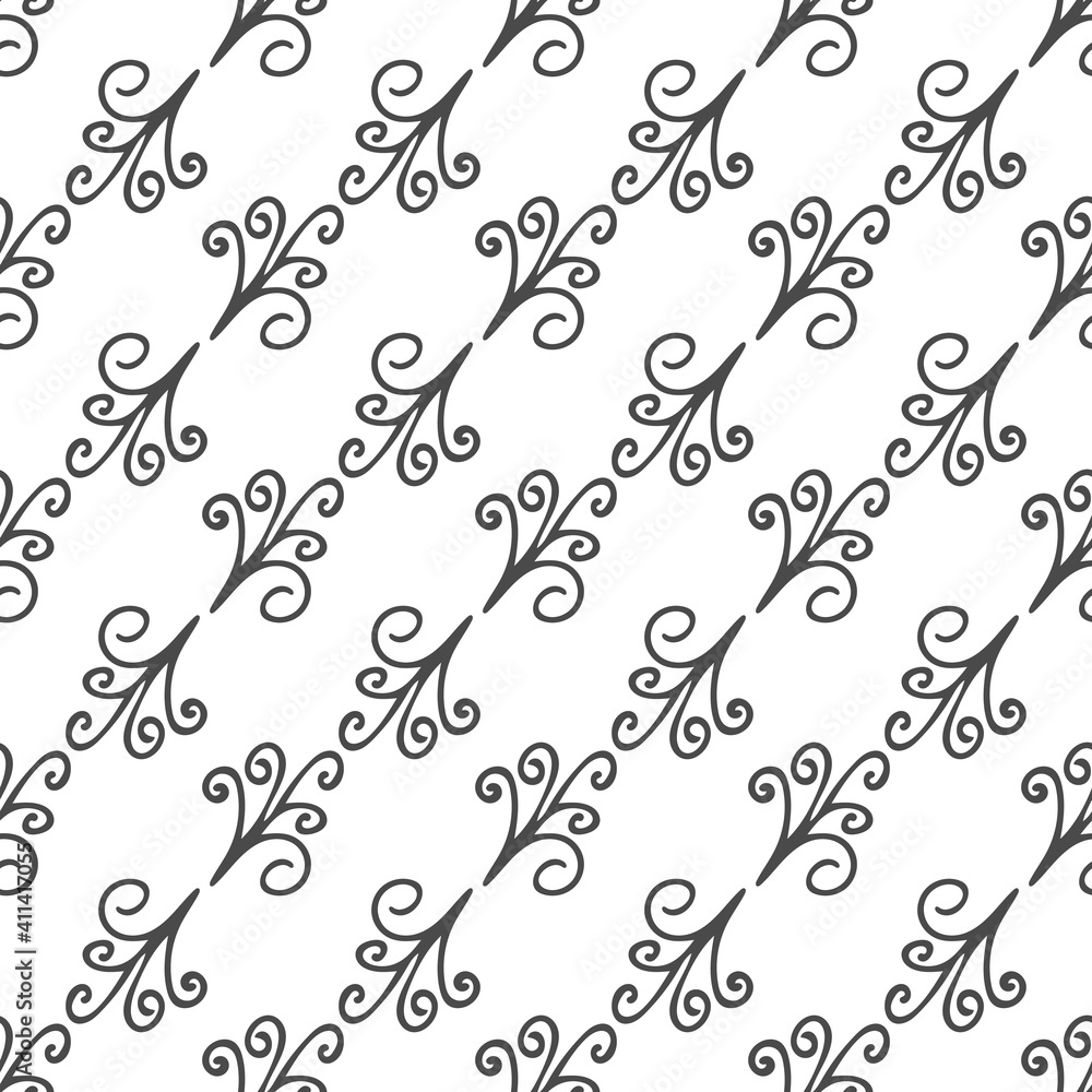 Seamless pattern with abstract doodle ornament on white background. Vector repetition cute background Seamless pattern with abstract doodle ornament on white background. Vector repetition cute background